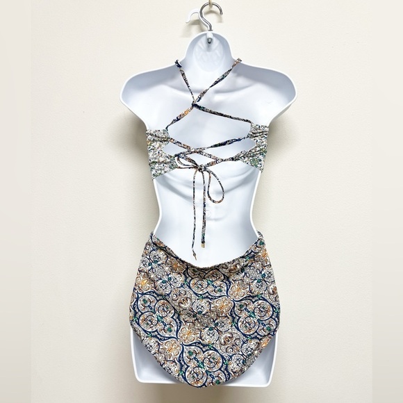 Tory Burch Womens Mixed Print Cut Out One Piece Strappy Swim Suit Size M - Picture 7 of 10